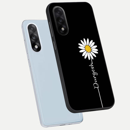  Custom Name White Flower phone case For Oneplus Nord 5 showing premium glass back cover with detailed artwork