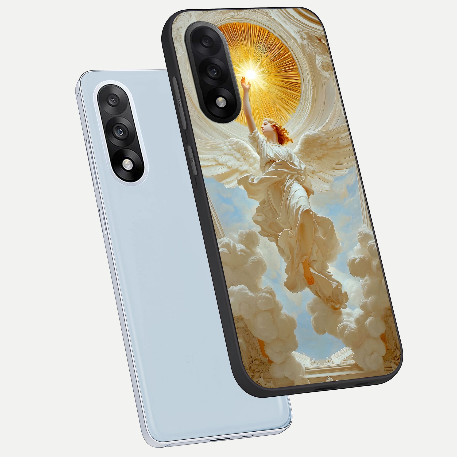  Divine Light Angel phone case For Oneplus Nord 5 showing premium glass back cover with detailed artwork