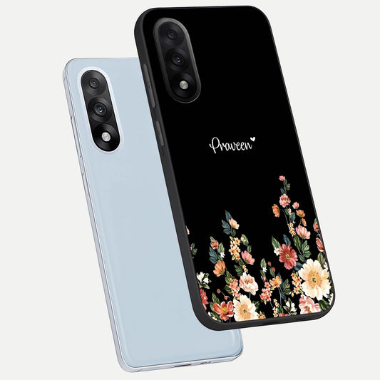  Floral Design Personalized Custom Name phone case For Oneplus Nord 5 showing premium glass back cover with detailed artwork
