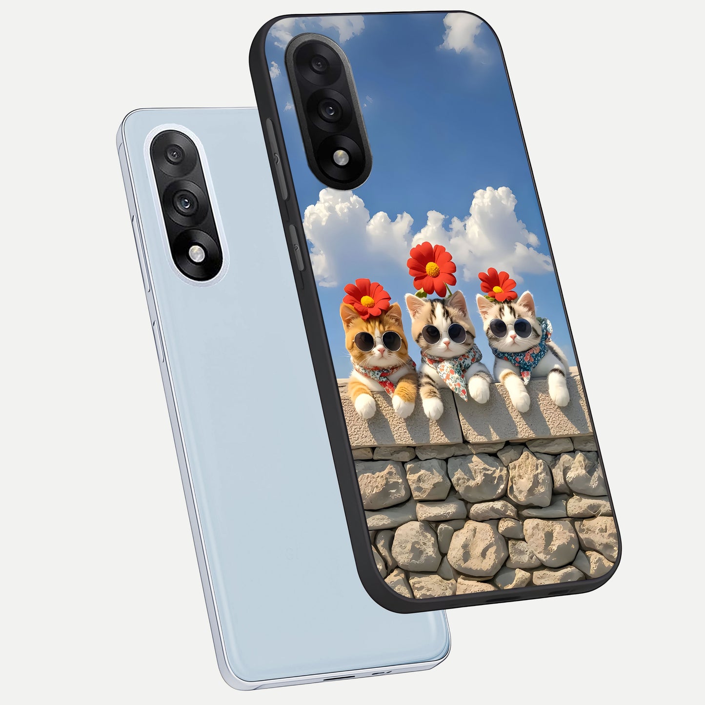  Floral Kitty Squad phone case For Oneplus Nord 5 showing premium glass back cover with detailed artwork