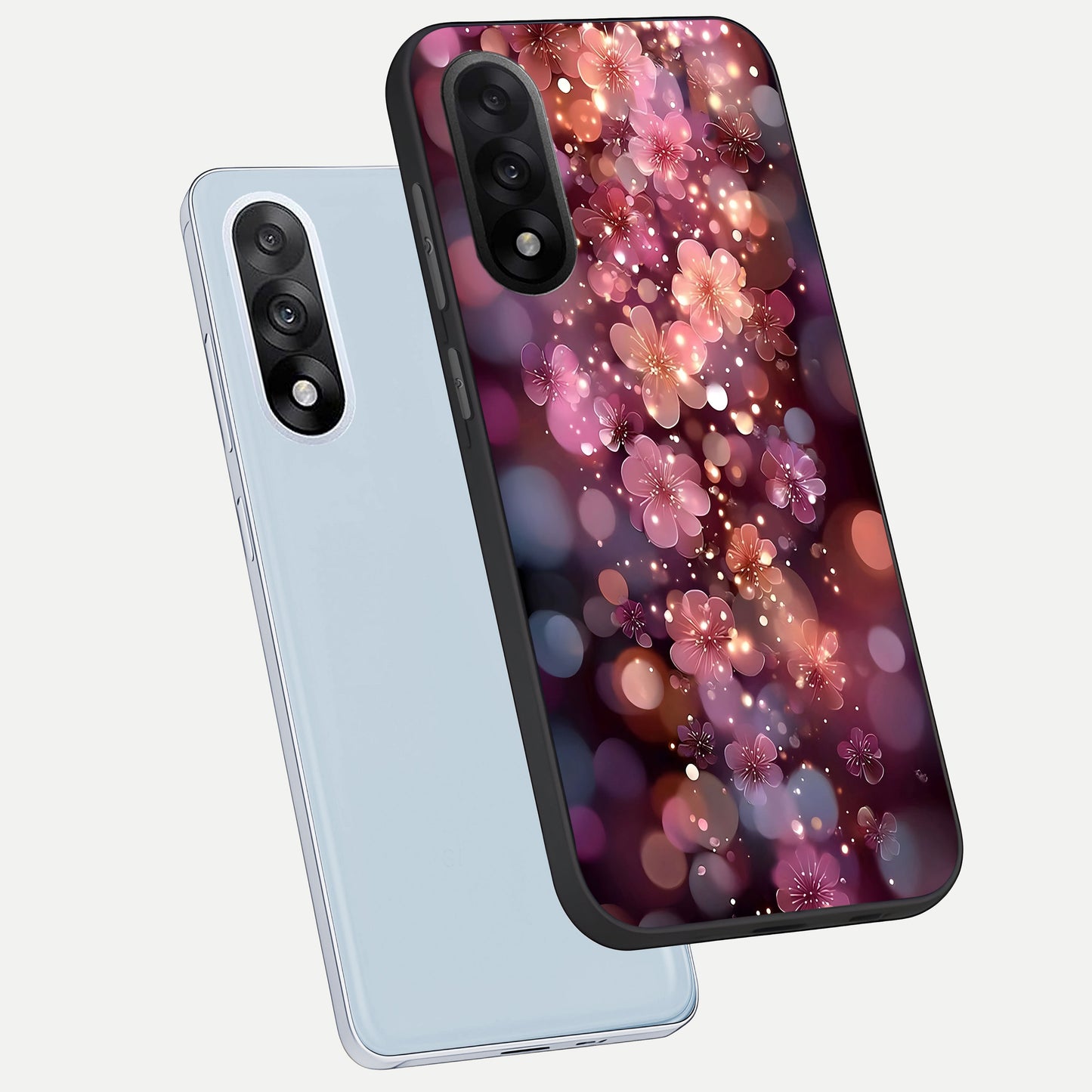  Glowing Petal Bliss phone case For Oneplus Nord 5 showing premium glass back cover with detailed artwork