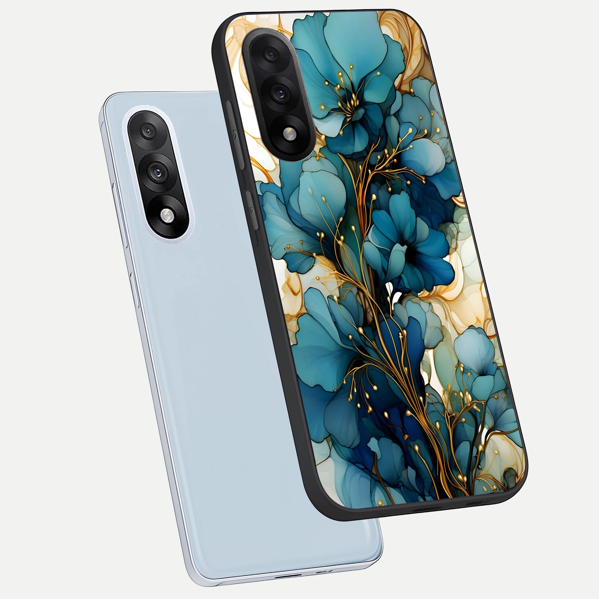  Golden Bloom Symphony phone case For Oneplus Nord 5 showing premium glass back cover with detailed artwork