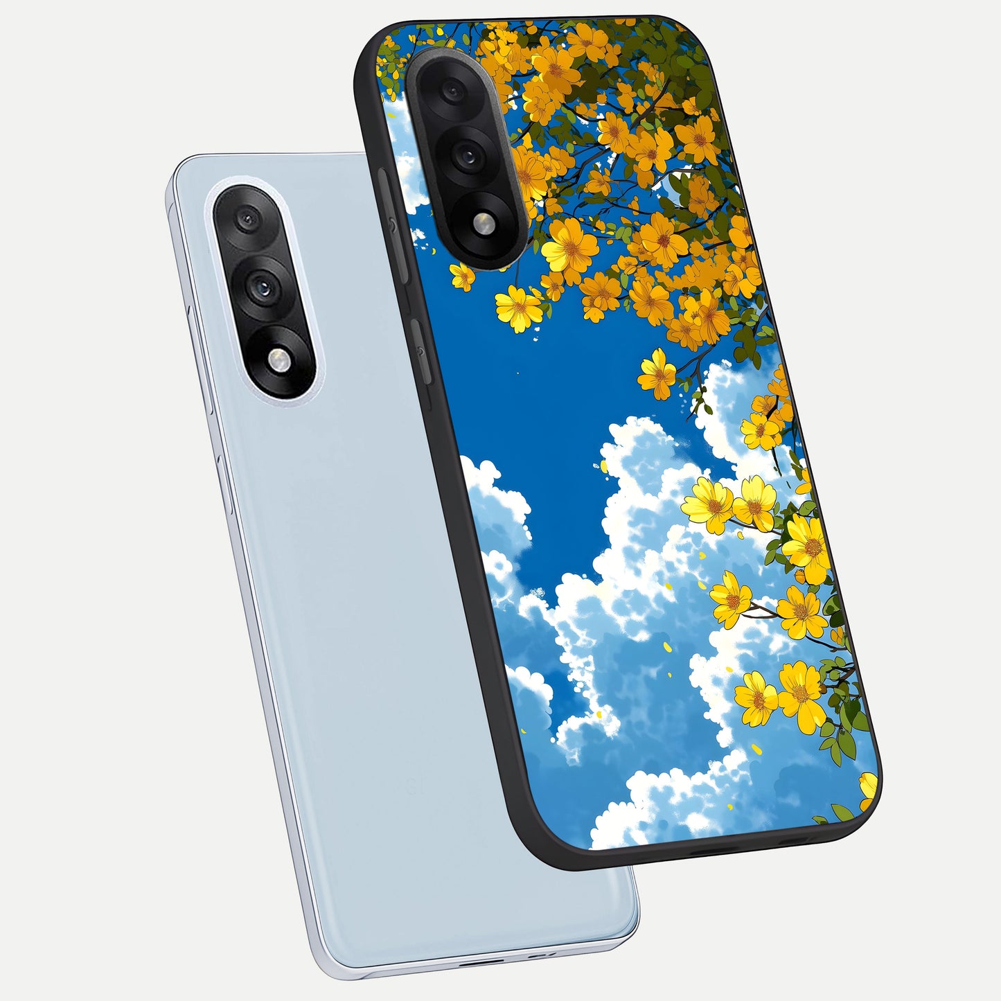  Golden Petal Sky phone case For Oneplus Nord 5 showing premium glass back cover with detailed artwork