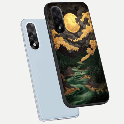  Golden River Moon phone case For Oneplus Nord 5 showing premium glass back cover with detailed artwork