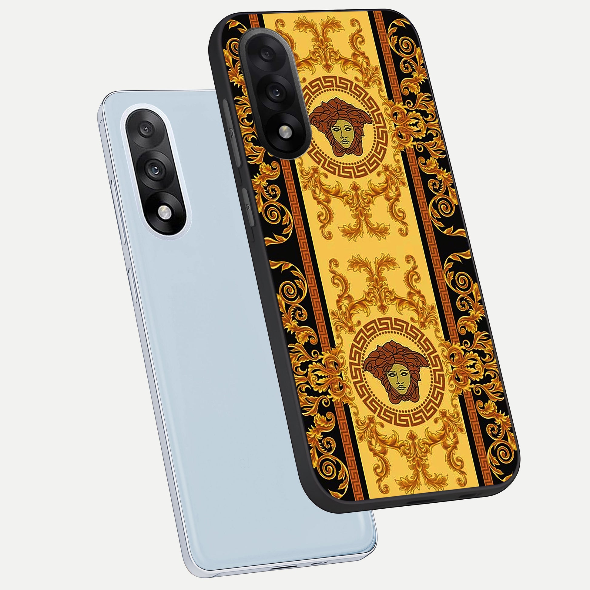 Golden Royal Heritage phone case For Oneplus Nord 5 showing premium glass back cover with detailed artwork