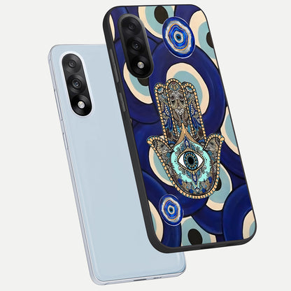  Hamsa Divine Guard phone case For Oneplus Nord 5 showing premium glass back cover with detailed artwork