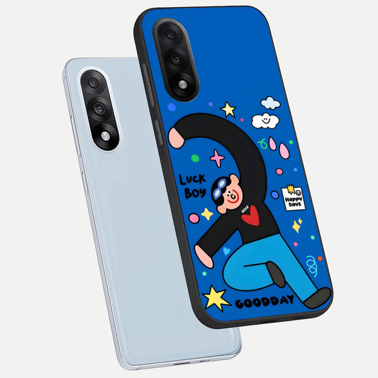  Happy Luck Vibe phone case For Oneplus Nord 5 showing premium glass back cover with detailed artwork