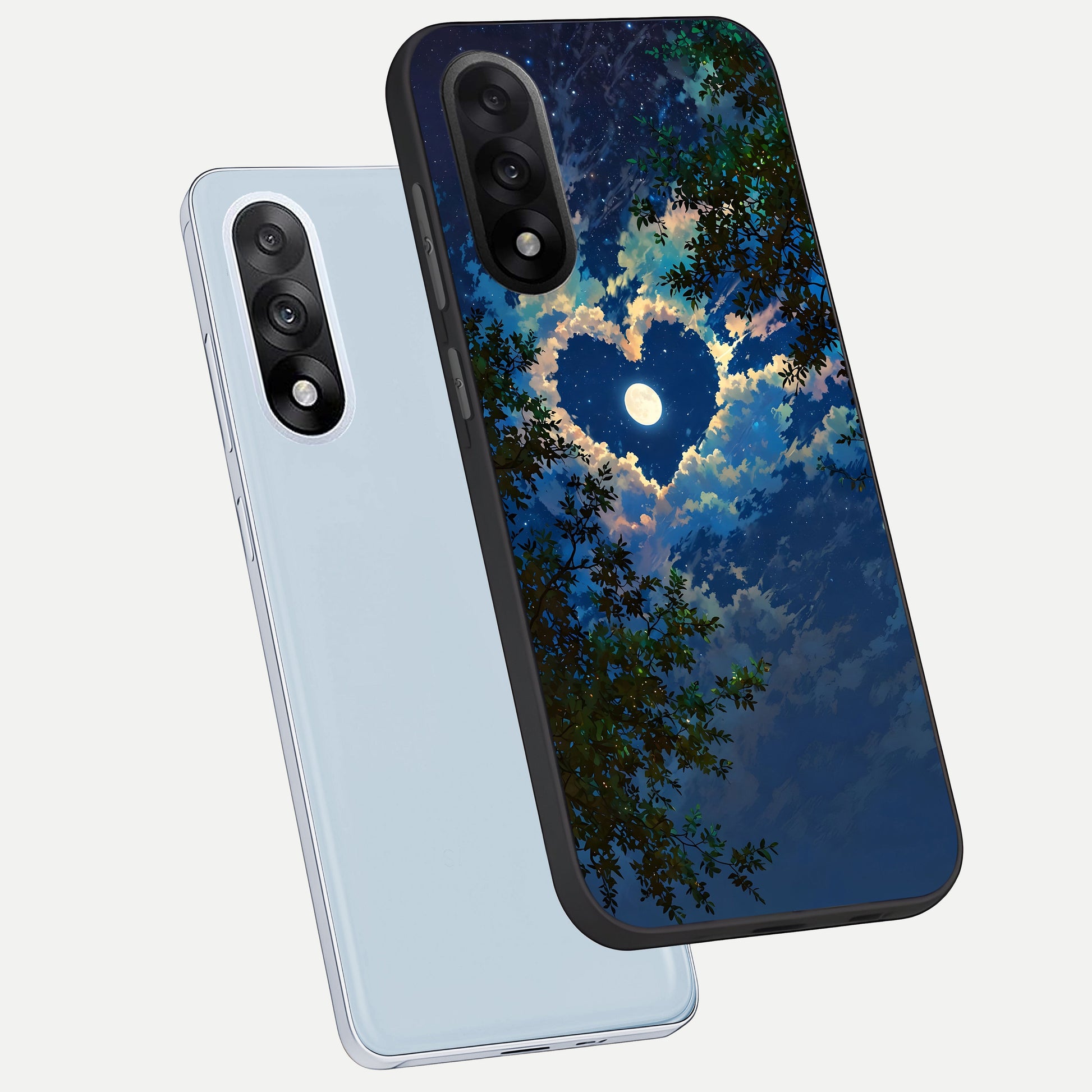  Heart With Moon Sky phone case For Oneplus Nord 5 showing premium glass back cover with detailed artwork