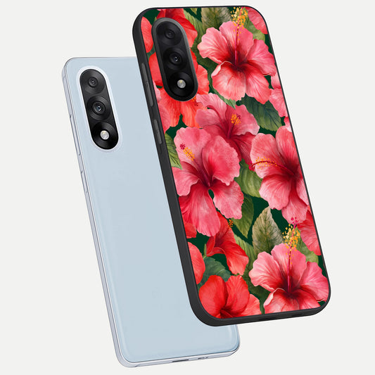  Hibiscus Pattern phone case For Oneplus Nord 5 showing premium glass back cover with detailed artwork