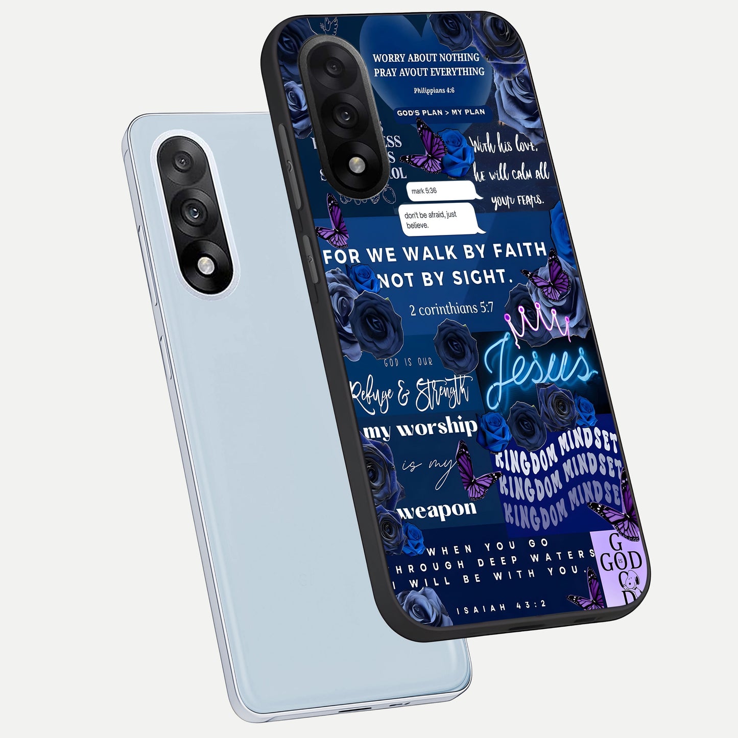  Kingdom Faith Glow phone case For Oneplus Nord 5 showing premium glass back cover with detailed artwork
