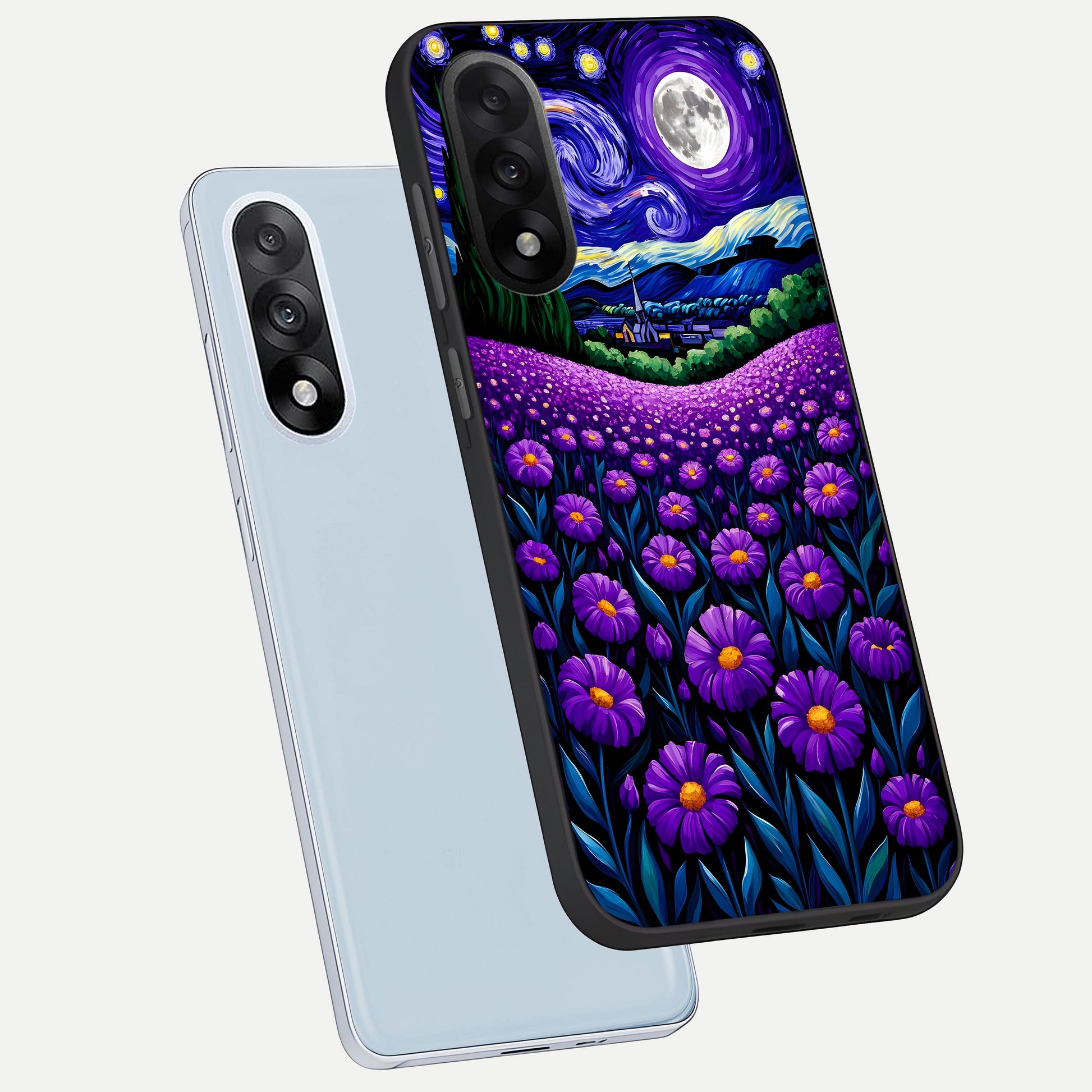  Lavender Moon Field phone case For Oneplus Nord 5 showing premium glass back cover with detailed artwork