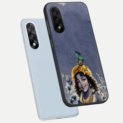  Lord Krishna phone case For Oneplus Nord 5 showing premium glass back cover with detailed artwork