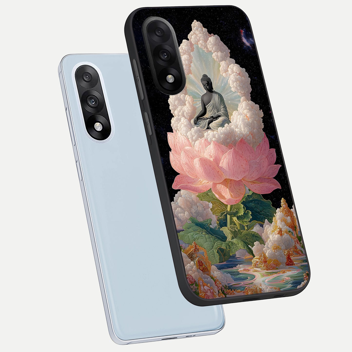 Lotus Divine Peace phone case For Oneplus Nord 5 showing premium glass back cover with detailed artwork