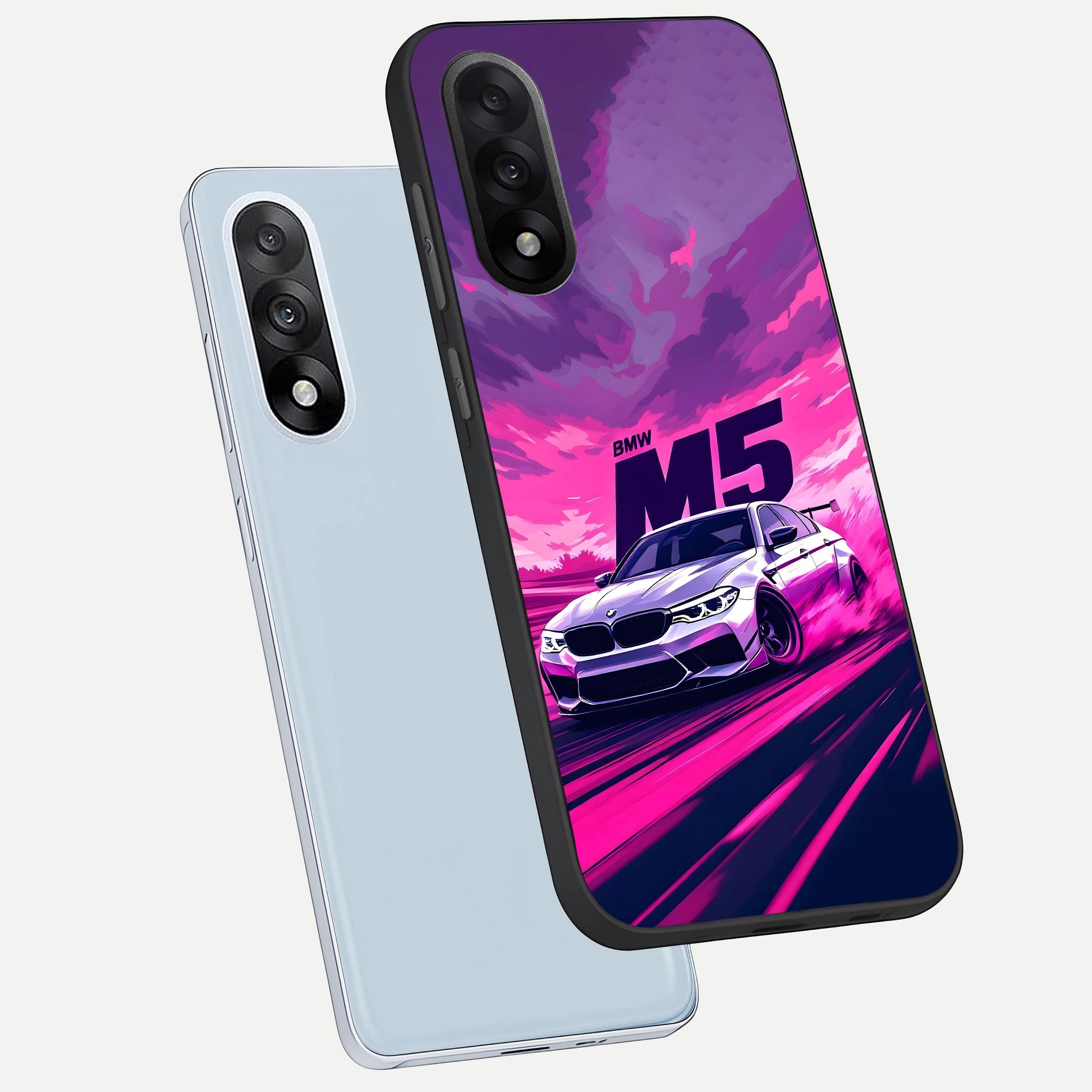  MS Neon Car phone case For Oneplus Nord 5 showing premium glass back cover with detailed artwork
