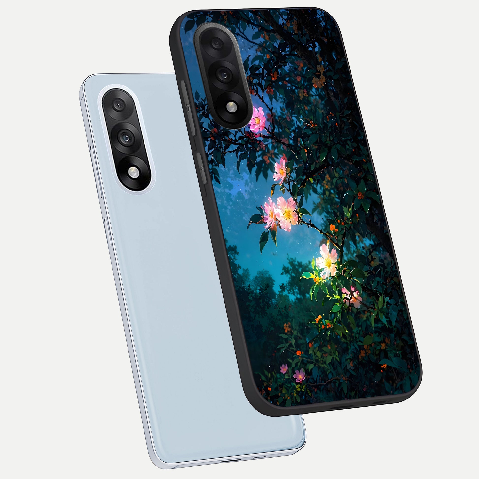  Midnight Bloom Glow phone case For Oneplus Nord 5 showing premium glass back cover with detailed artwork