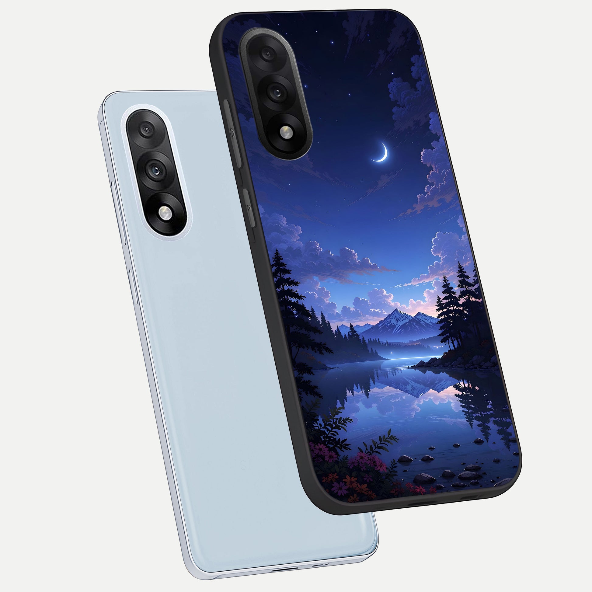  Midnight Lake Peace phone case For Oneplus Nord 5 showing premium glass back cover with detailed artwork