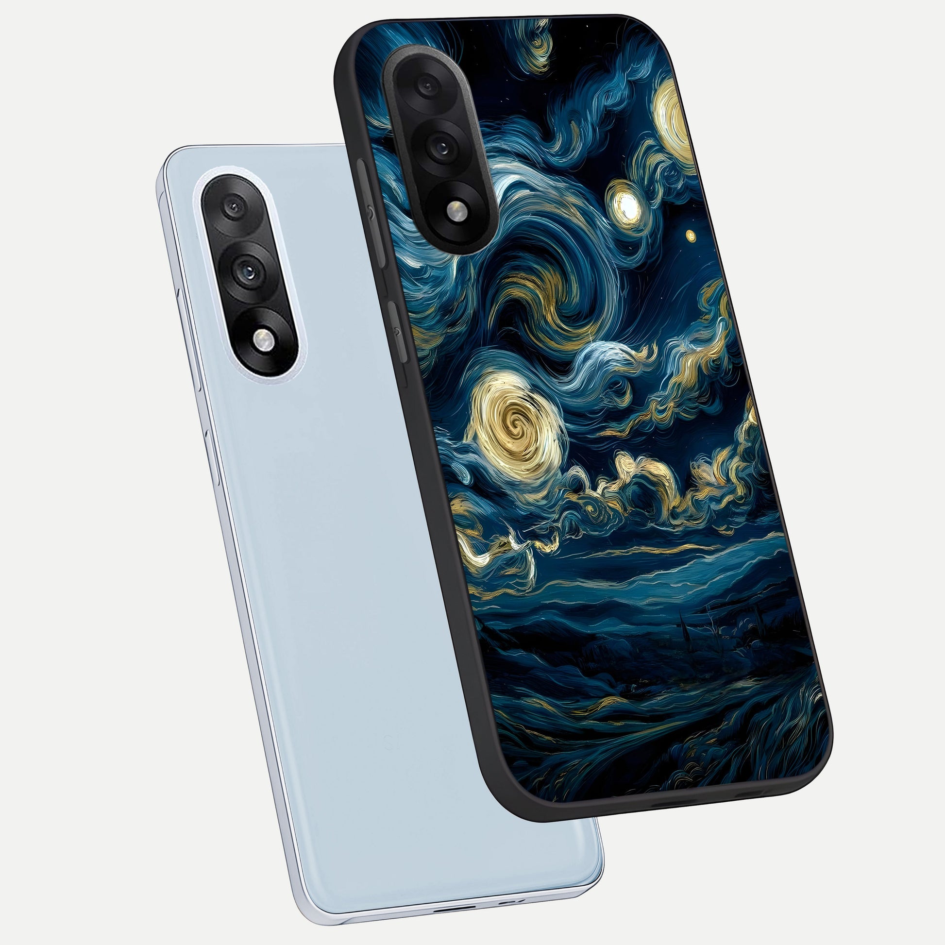  Midnight Sky Whirl phone case For Oneplus Nord 5 showing premium glass back cover with detailed artwork