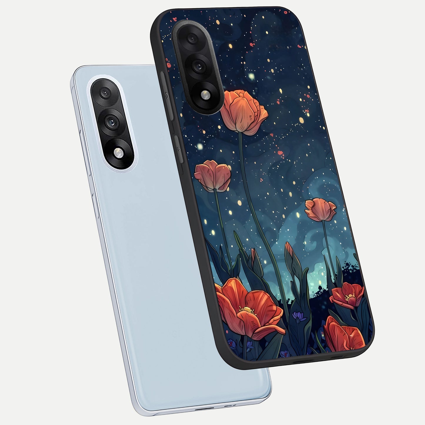  Midnight Tulip Glow phone case For Oneplus Nord 5 showing premium glass back cover with detailed artwork