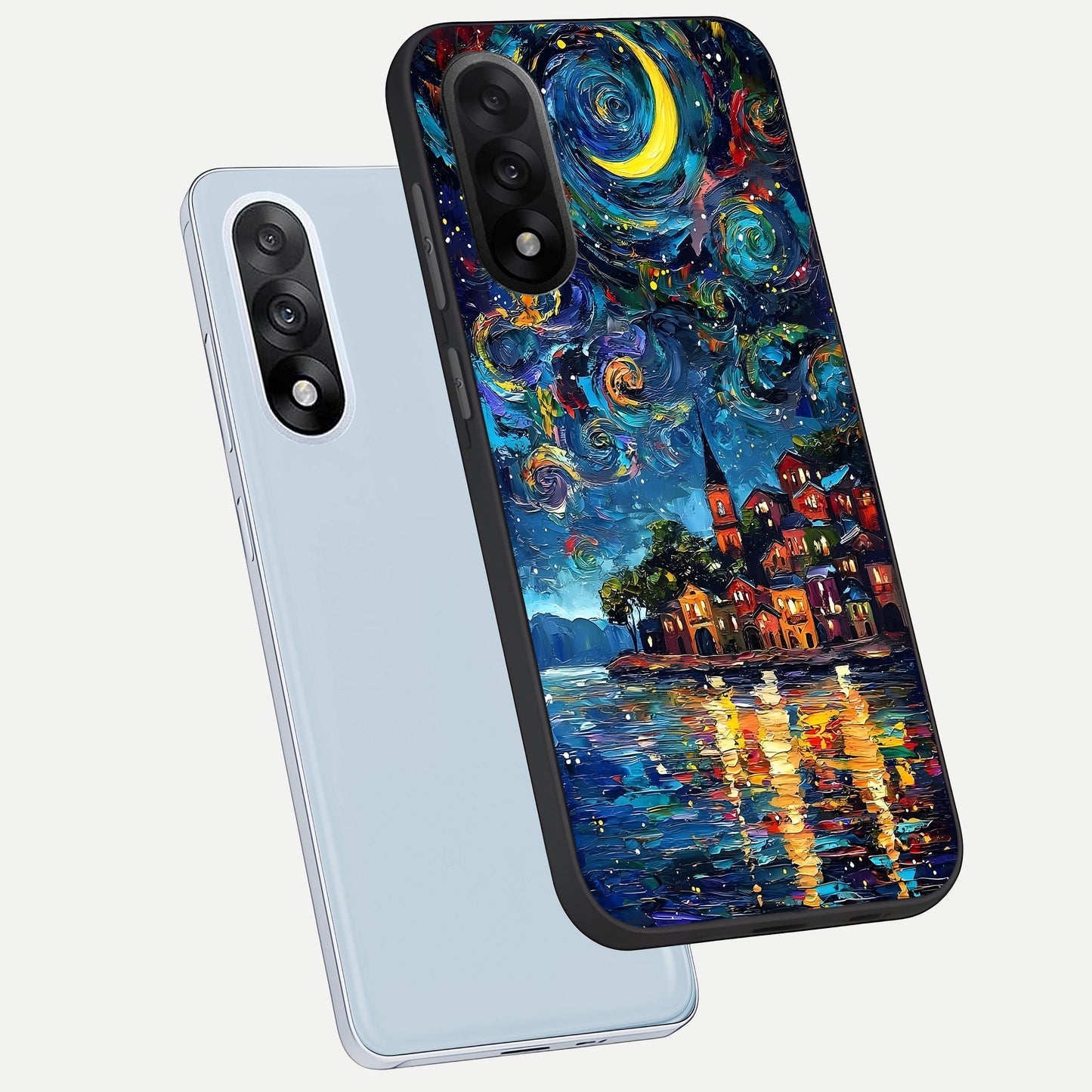  Moonlight Harbor Glow phone case For Oneplus Nord 5 showing premium glass back cover with detailed artwork