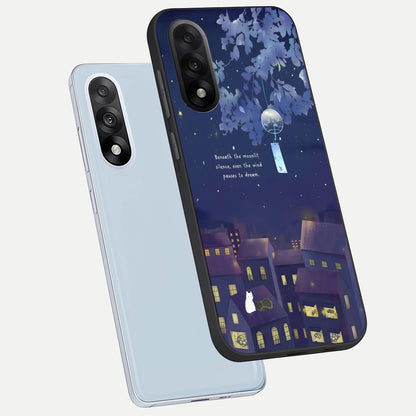  Moonlit Cat Silence phone case For Oneplus Nord 5 showing premium glass back cover with detailed artwork
