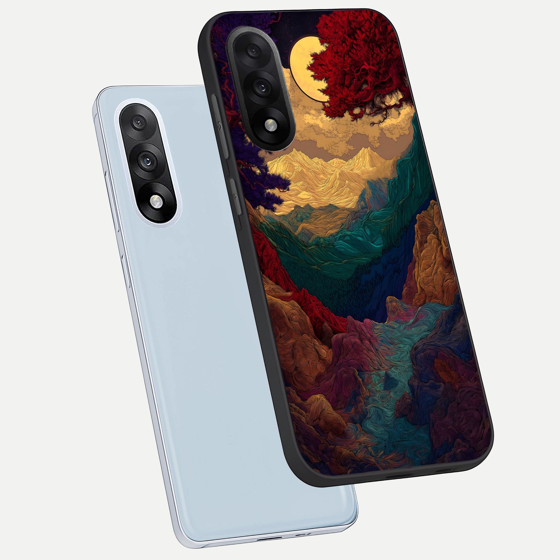  Mystic Valley Light phone case For Oneplus Nord 5 showing premium glass back cover with detailed artwork