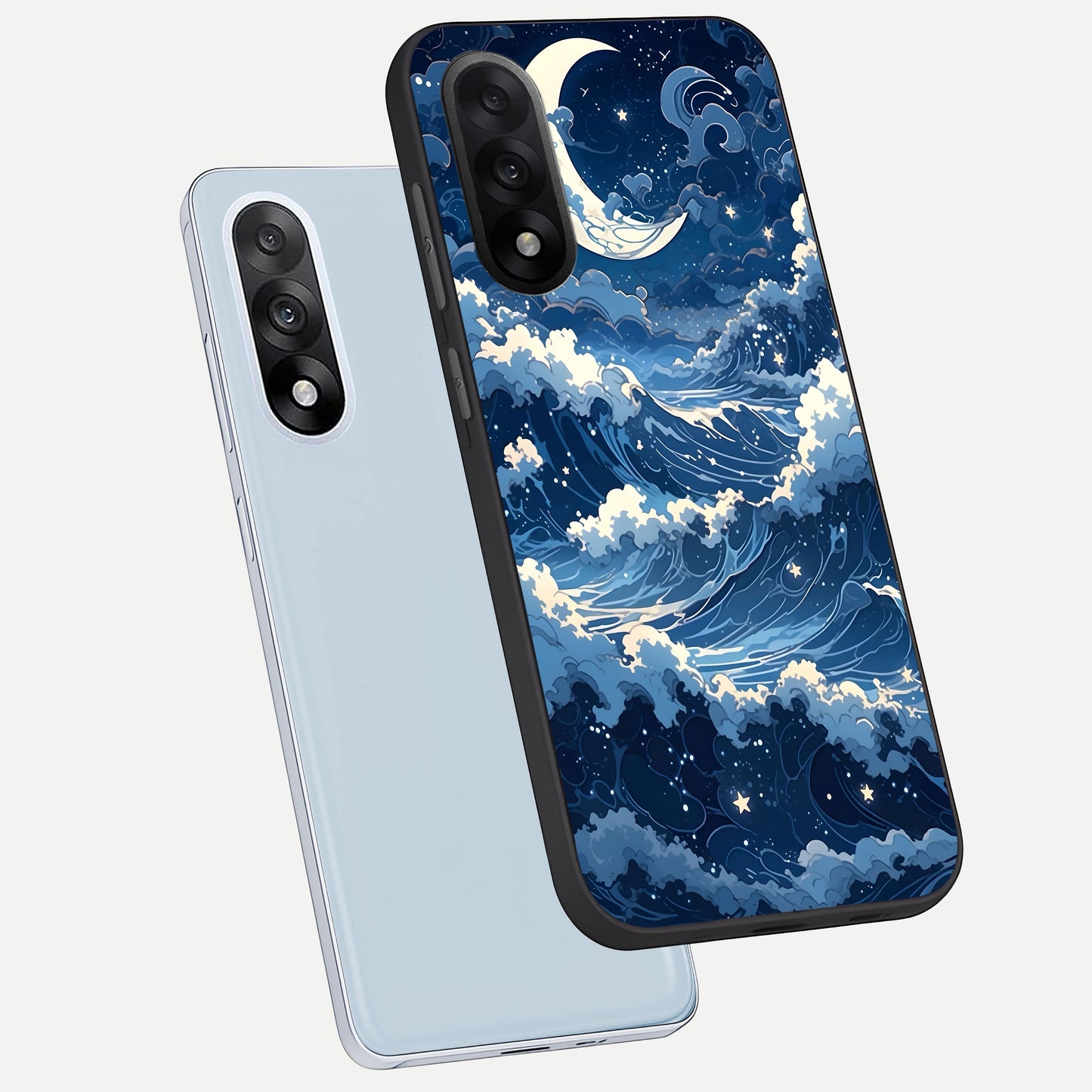  Ocean Moon Waves phone case For Oneplus Nord 5 showing premium glass back cover with detailed artwork