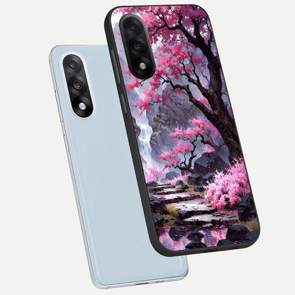  Pink Sunflower Glow phone case For Oneplus Nord 5 showing premium glass back cover with detailed artwork