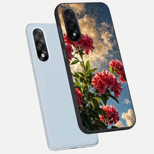  Red Bloom Skies phone case For Oneplus Nord 5 showing premium glass back cover with detailed artwork