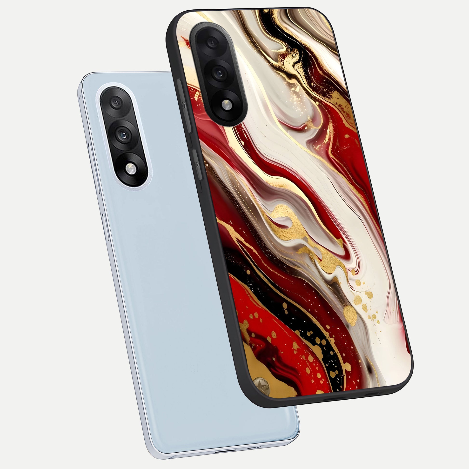  Red And White Marble phone case For Oneplus Nord 5 showing premium glass back cover with detailed artwork