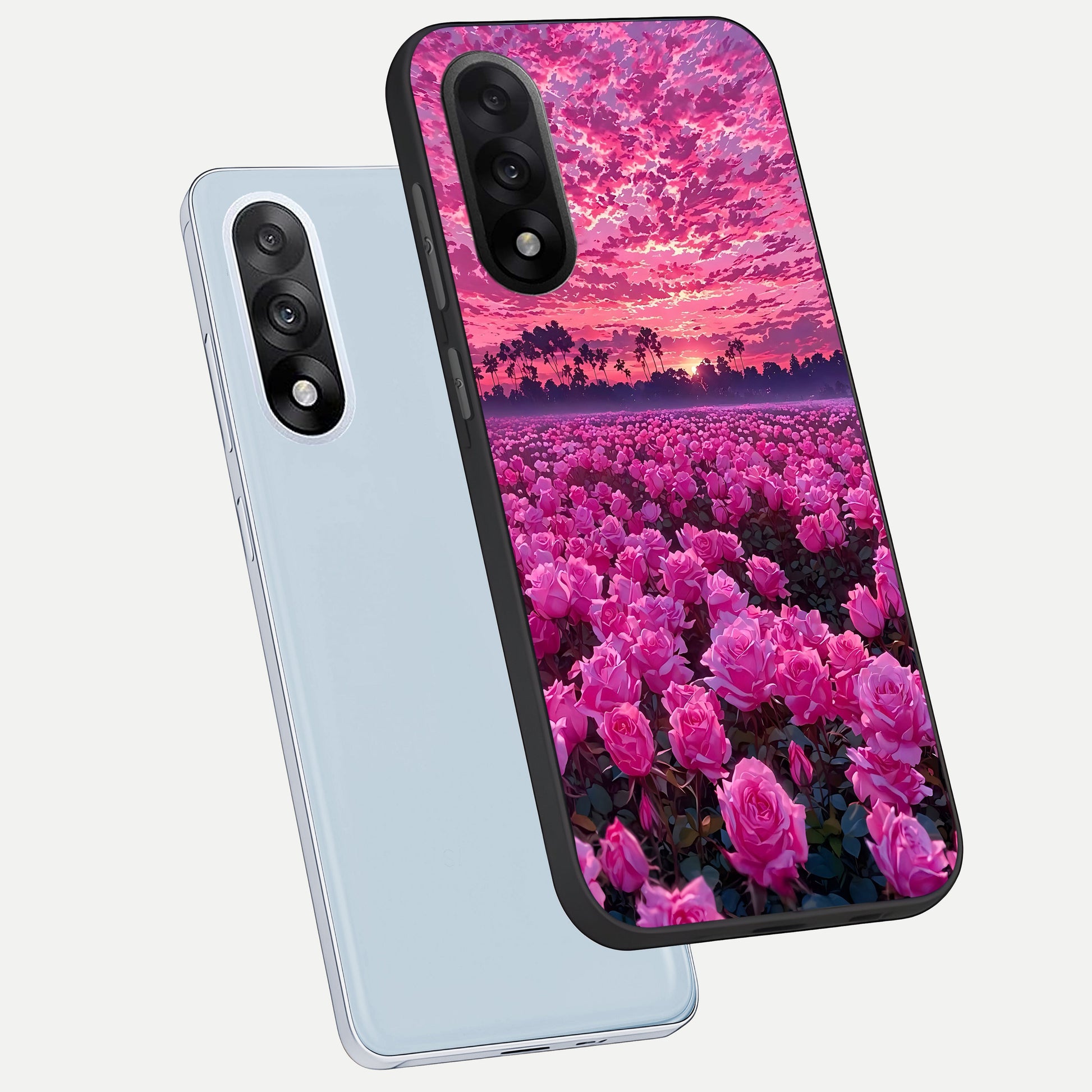  Rose Sunset Valley phone case For Oneplus Nord 5 showing premium glass back cover with detailed artwork