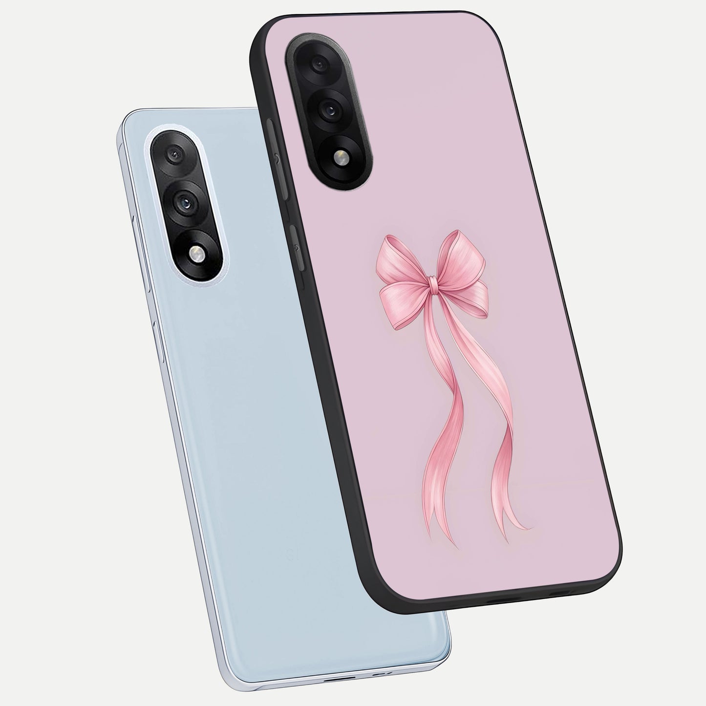  Soft Blush Bow phone case For Oneplus Nord 5 showing premium glass back cover with detailed artwork