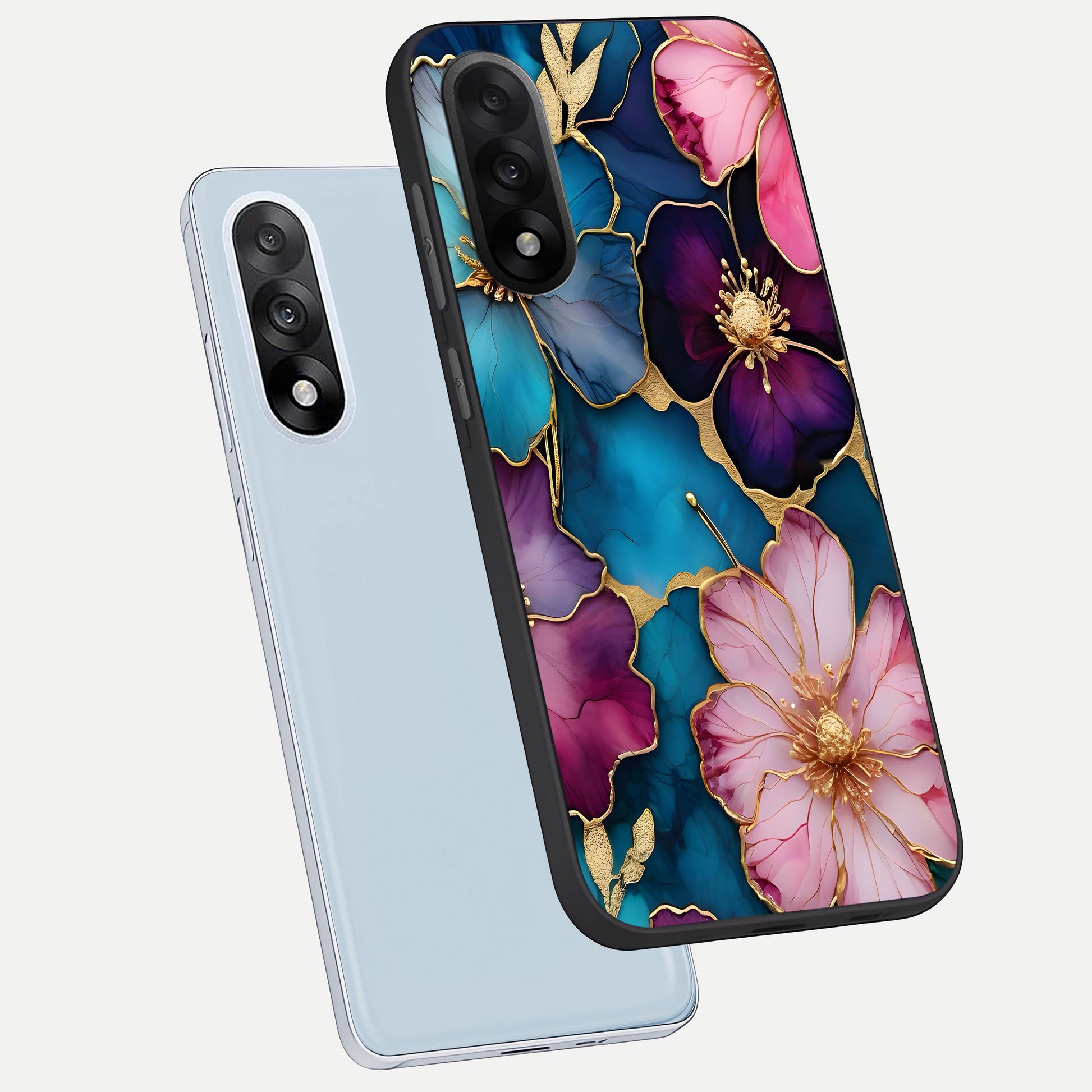  Sparkle Floral phone case For Oneplus Nord 5 showing premium glass back cover with detailed artwork