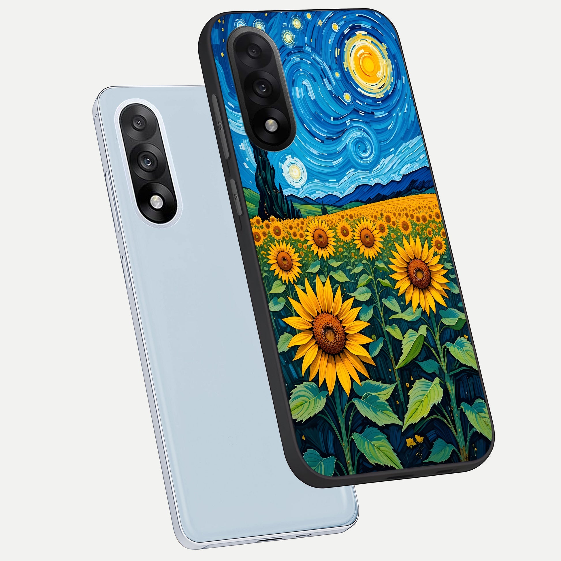  Starry Sunflower Dreams phone case For Oneplus Nord 5 showing premium glass back cover with detailed artwork