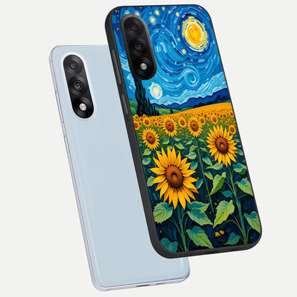  Starry Sunflower Dreams phone case For Oneplus Nord 5 showing premium glass back cover with detailed artwork