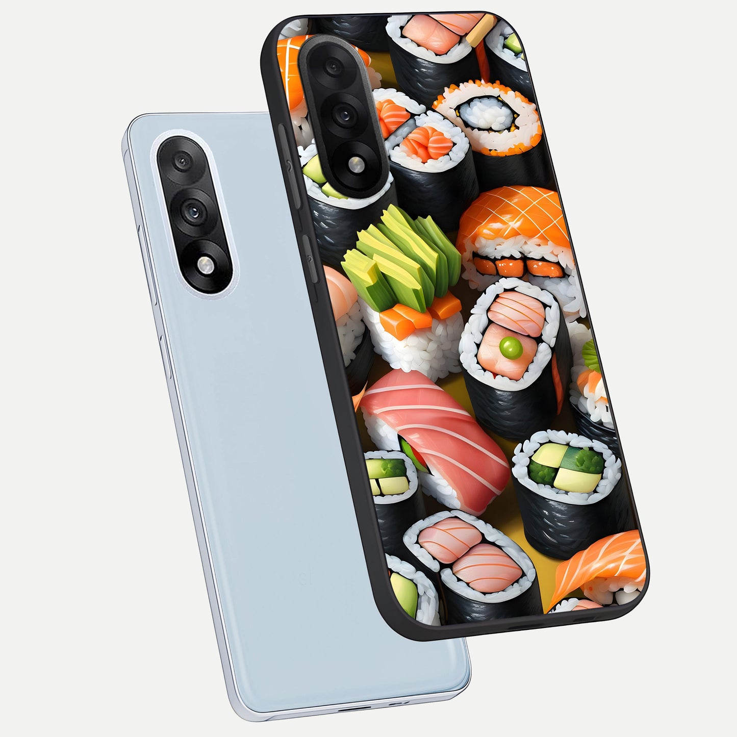  Sushi Food Pattern phone case For Oneplus Nord 5 showing premium glass back cover with detailed artwork