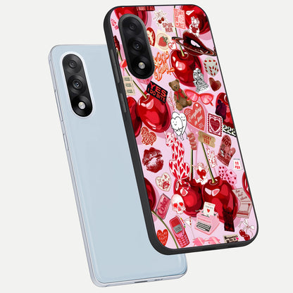  Sweet Cherry Chaos phone case For Oneplus Nord 5 showing premium glass back cover with detailed artwork