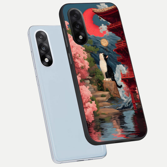  Temple Cat Scenery phone case For Oneplus Nord 5 showing premium glass back cover with detailed artwork