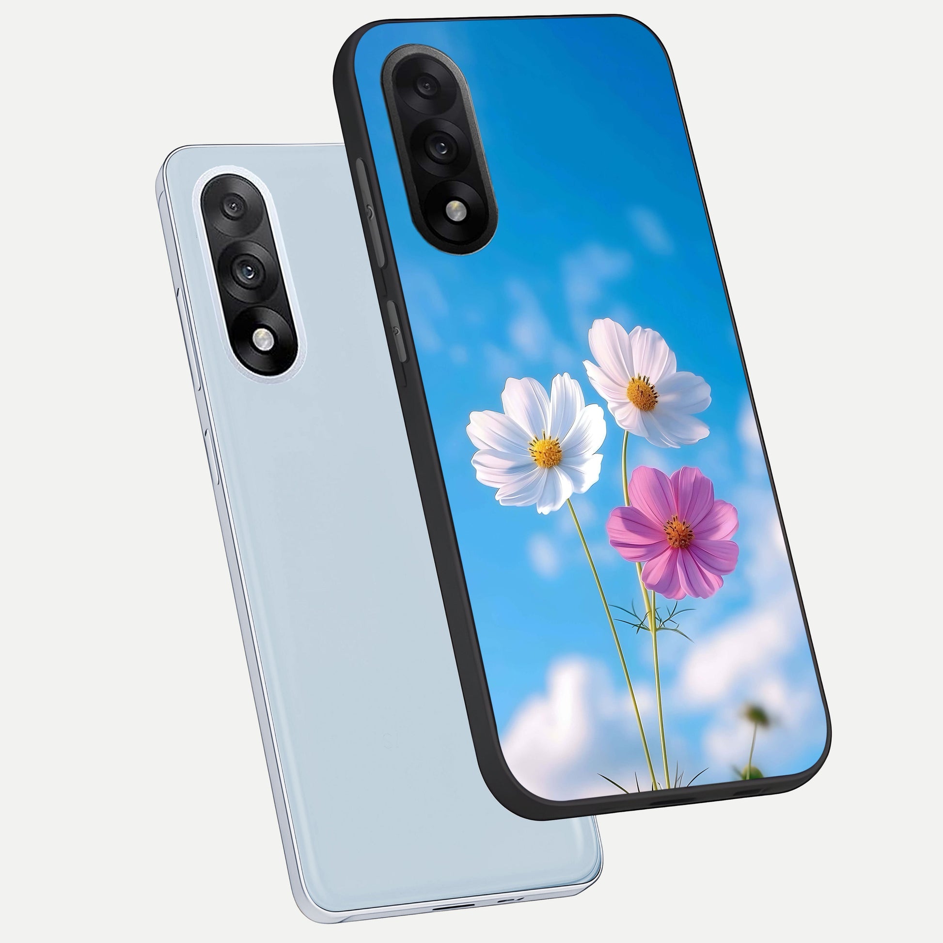  Tripple Flowers With Sky phone case For Oneplus Nord 5 showing premium glass back cover with detailed artwork