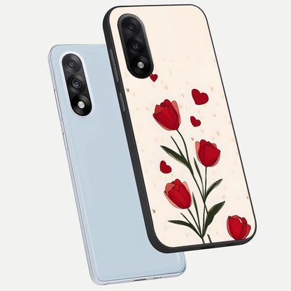  Tulip With Heart phone case For Oneplus Nord 5 showing premium glass back cover with detailed artwork