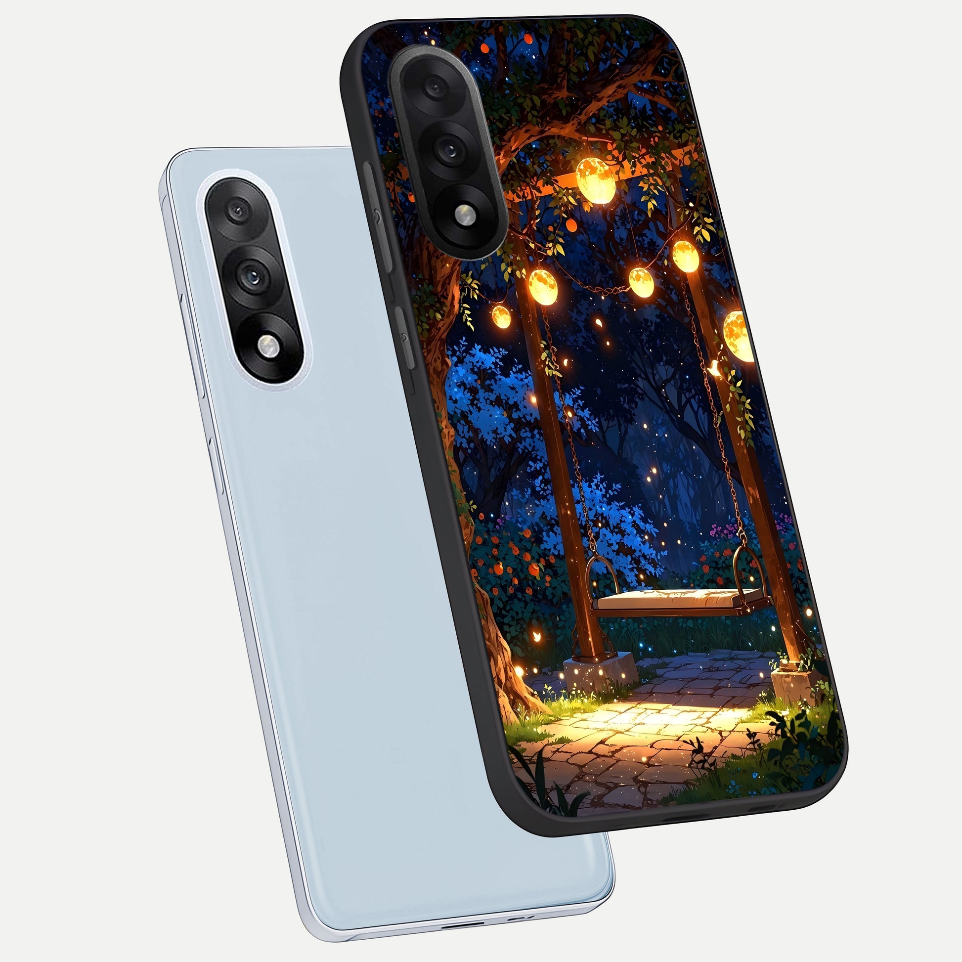  Twilight Garden Swing phone case For Oneplus Nord 5 showing premium glass back cover with detailed artwork