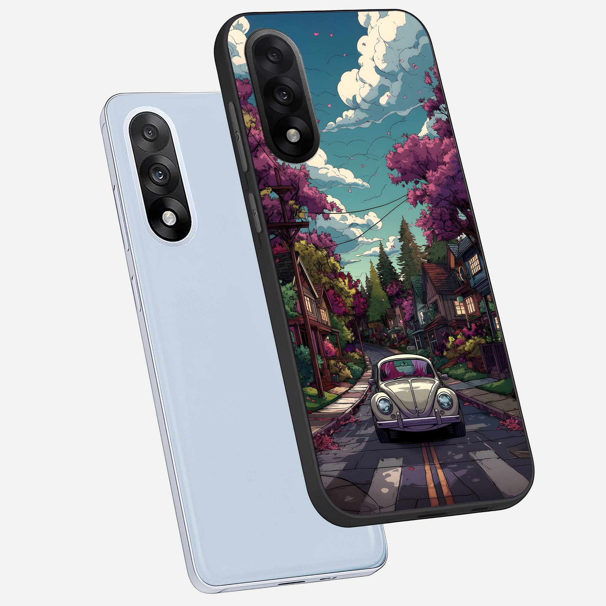  Vintage Street Drive phone case For Oneplus Nord 5 showing premium glass back cover with detailed artwork