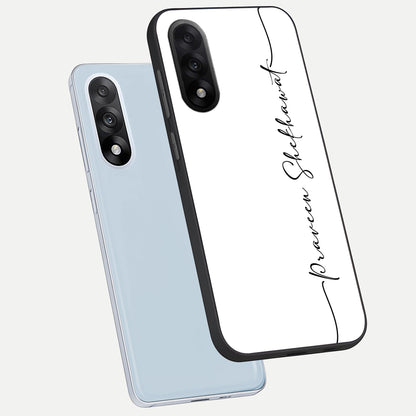 White Tune Custom Name phone case For Oneplus Nord 5 showing premium custom name glass back cover
