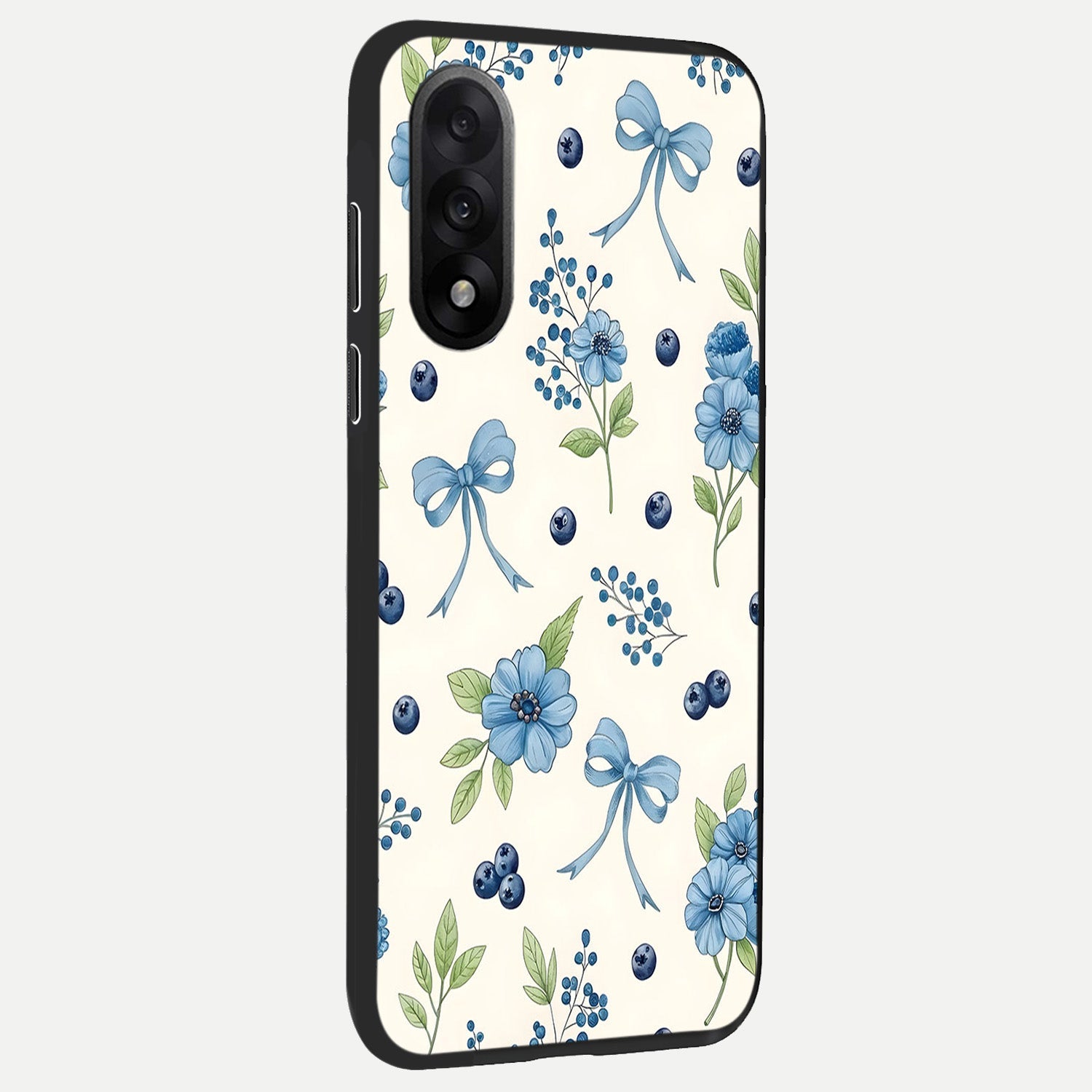  Blue Flower And Bow back cover For Oneplus Nord 5 slim fit glass case with vibrant aesthetic design