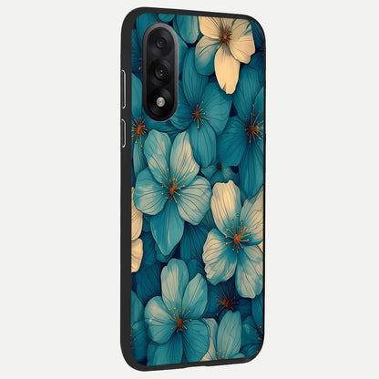  Blue Shade Floral back cover For Oneplus Nord 5 slim fit glass case with vibrant aesthetic design