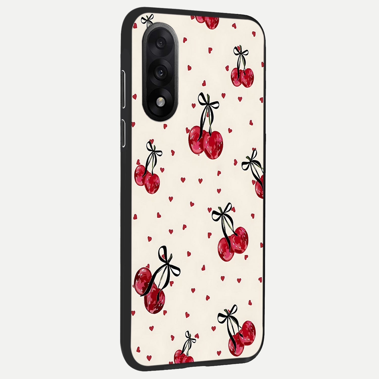  Cherry Heart Bow back cover For Oneplus Nord 5 slim fit glass case with vibrant aesthetic design