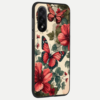  Crimson Butterfly Garden back cover For Oneplus Nord 5 slim fit glass case with vibrant aesthetic design