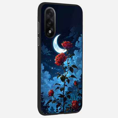  Crimson Rose Moon back cover For Oneplus Nord 5 slim fit glass case with vibrant aesthetic design
