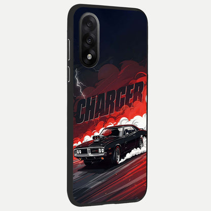  Dark Charger Fury back cover For Oneplus Nord 5 slim fit glass case with vibrant aesthetic design