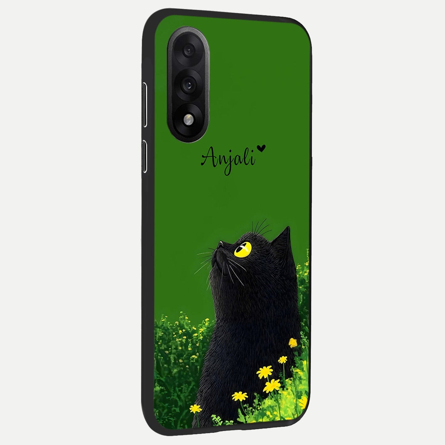  Emerald Cat Custom Name back cover For Oneplus Nord 5 slim fit glass case with vibrant aesthetic design