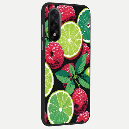  Lime and Raspberry Pattern back cover For Oneplus Nord 5 slim fit glass case with vibrant aesthetic design